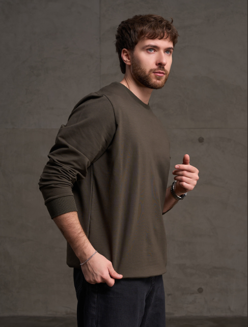 Світшот із трикотажу пен'є кольору хакі