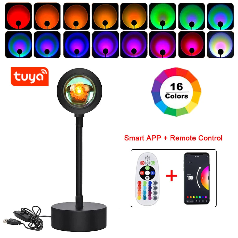 Tuya Smart Sunset Lamp Night Light Sunset Projector Smart Life APP Remote Led Lights Room Decoration Photography Birthday Gift